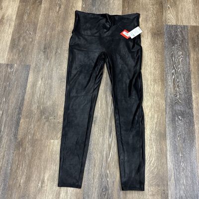 Spanx Womens Faux Leather Leggings High Waist Black Glossy Coated 2437T Size NWT